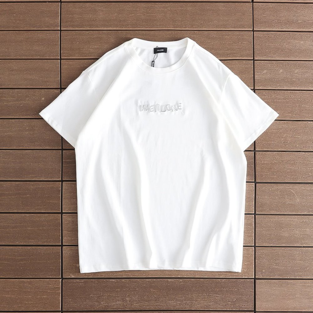 We11 Done Embossed Logo Lettering T Shirt in White